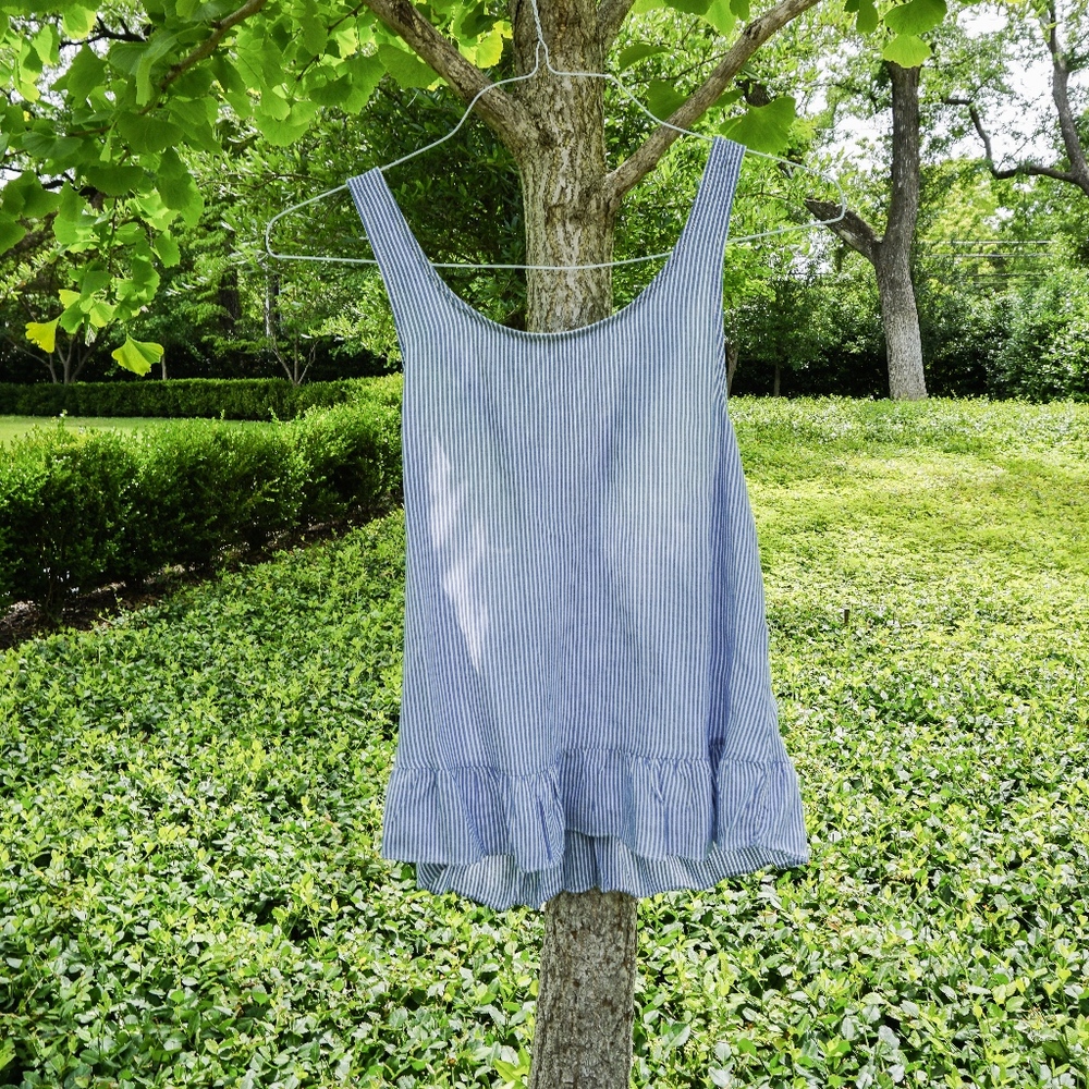 Pin-stripped Ruffled Tank Top